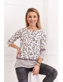 Cream women\'s blouse with a floral pattern 0446 - Online store - Boutique